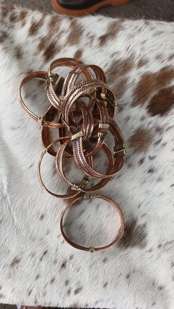 Pure Copper Bracelet with Brass Ends